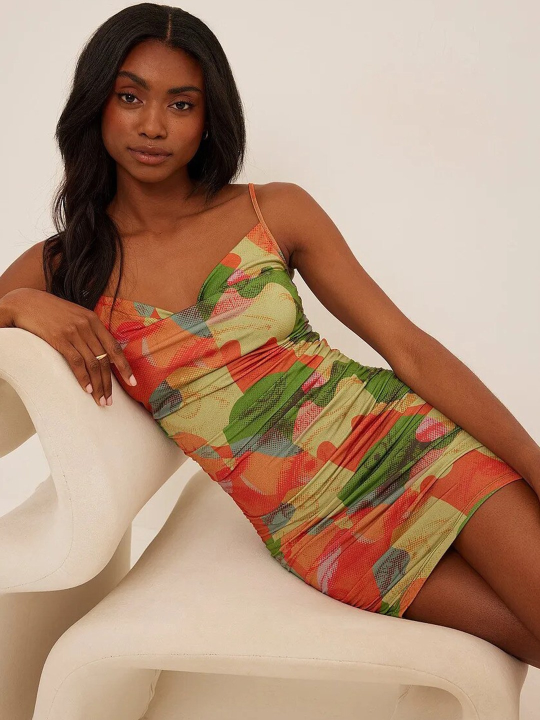 

TANDUL Tropical Printed A-Line Mini Dress, Yellow