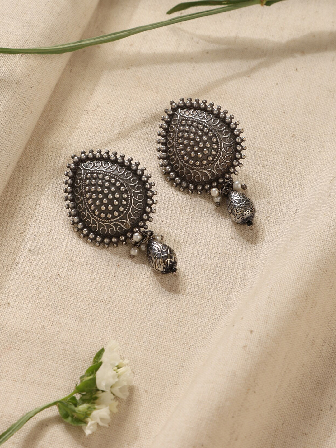 

trueBrowns Silver-Plated Brass Contemporary Drop Earrings