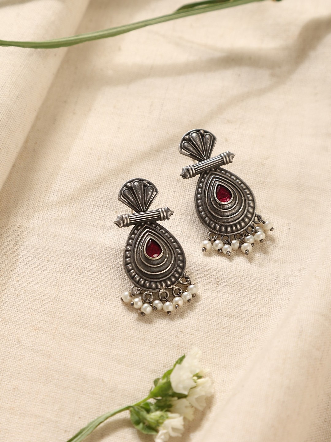 

trueBrowns Silver-Plated Brass Contemporary Drop Earrings
