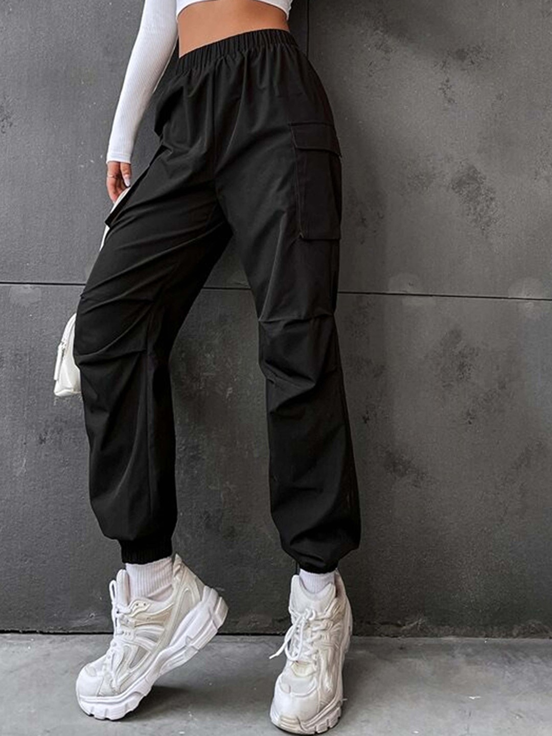 

TABADTOD Relaxed Loose Fit High Rise Joggers Trousers, Black