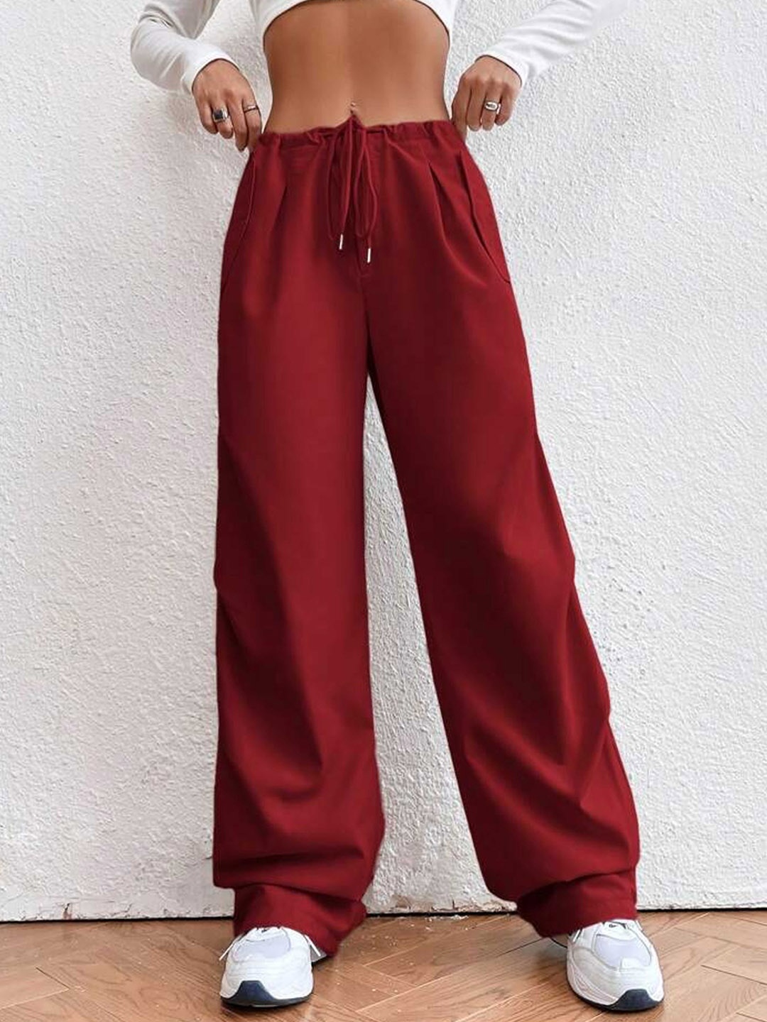 

TABADTOD Women Relaxed Loose Fit Cargos Trousers, Maroon