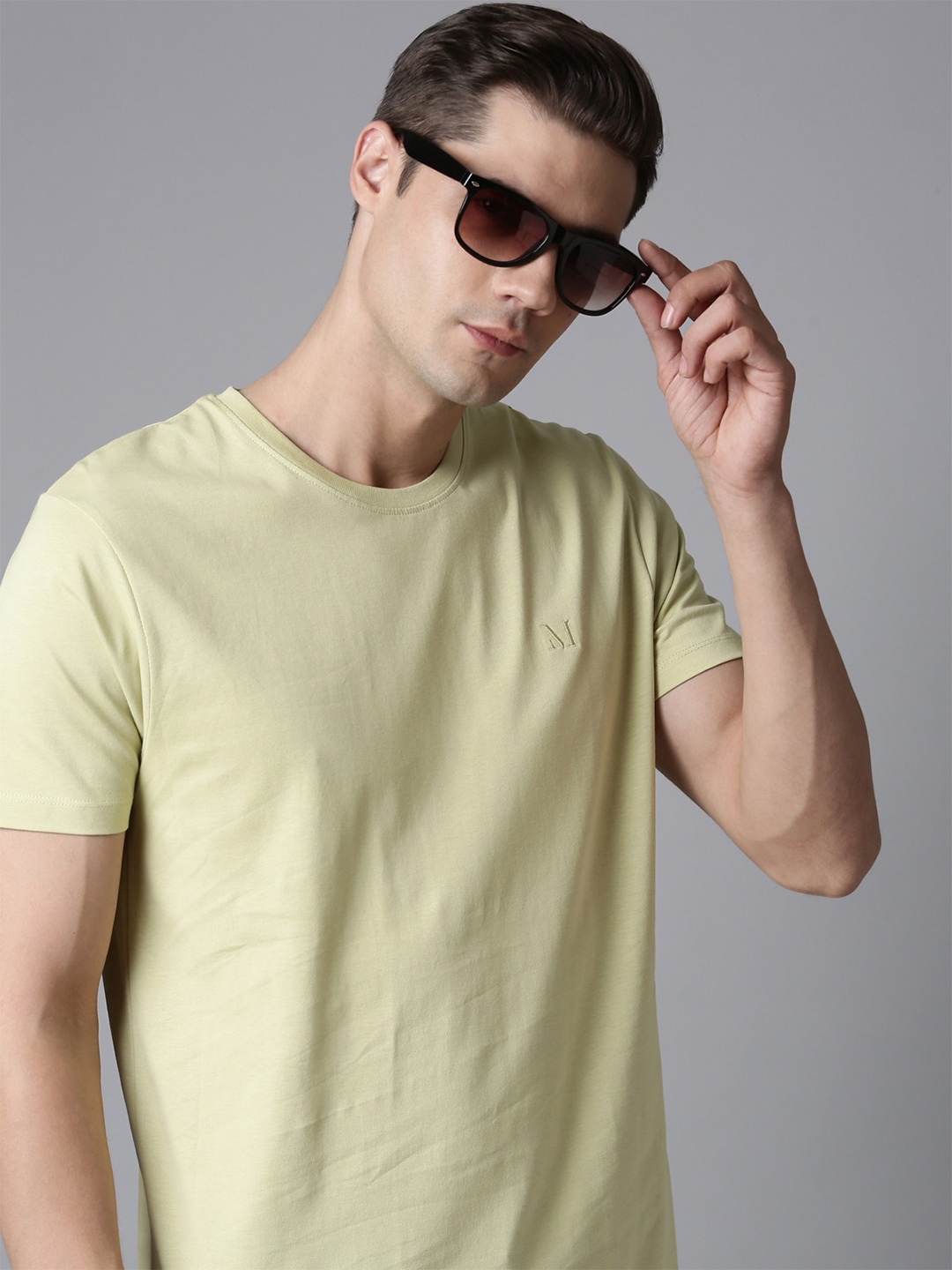 

MAXZONE Round Neck Knitted Pure Cotton Casual T-shirt, Yellow