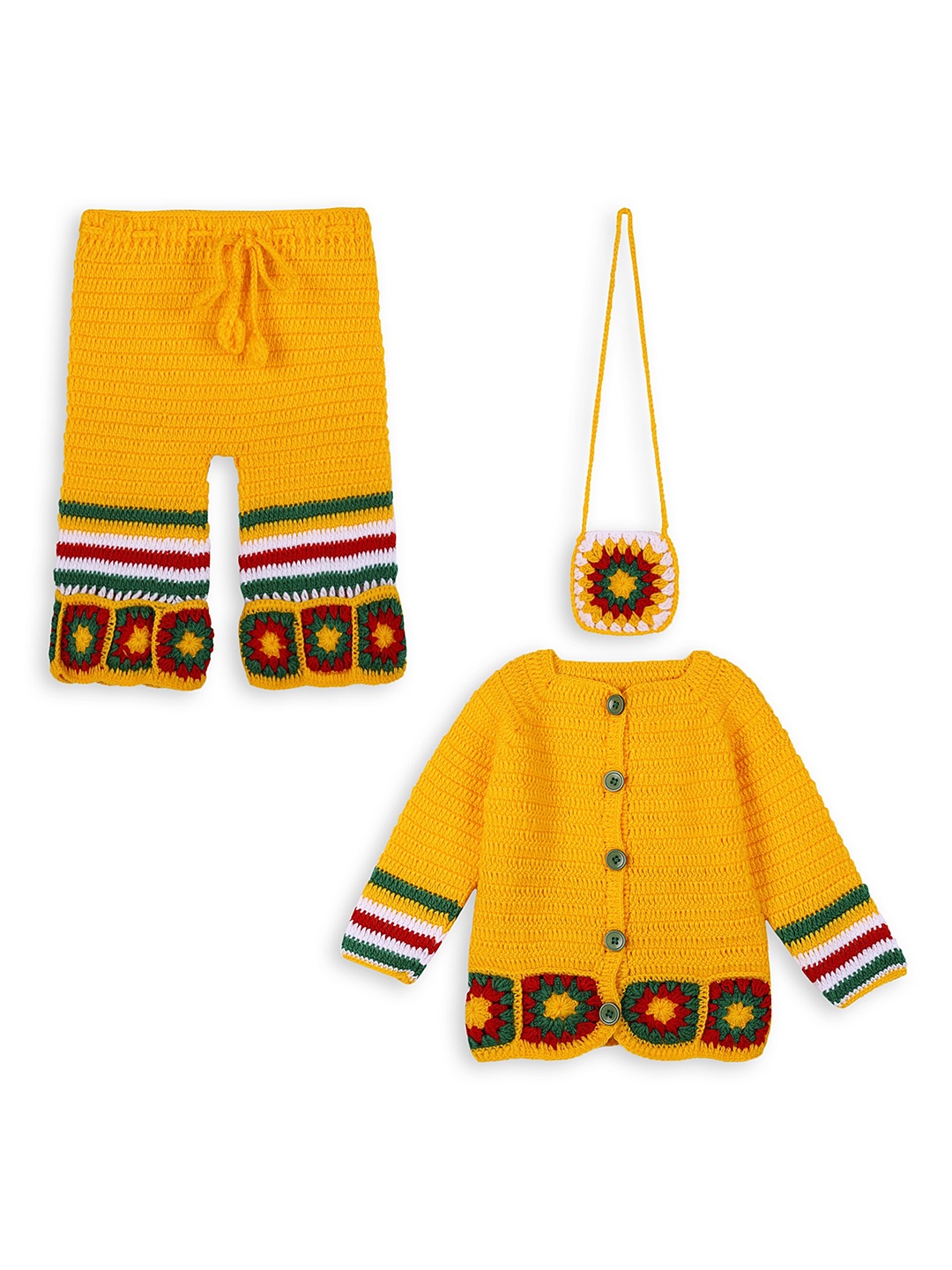 

WINDROP SOLUTIONS Kids Pure Wool Tunic with Palazzos, Yellow