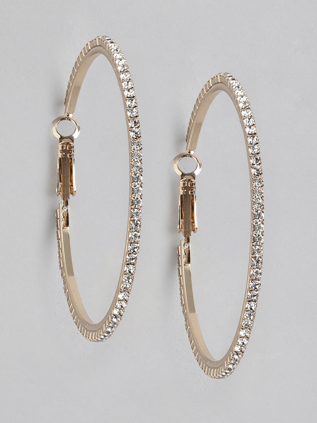 

Forever New Gold-Plated Circular Artificial Stones Hoop Earrings