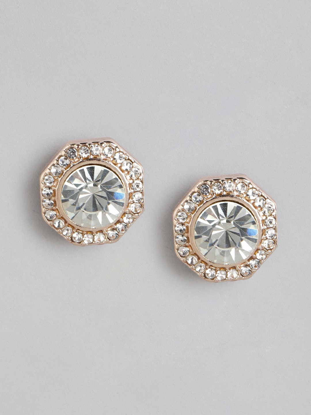 

Forever New Rose Gold-Plated Circular Artificial Stones Studs