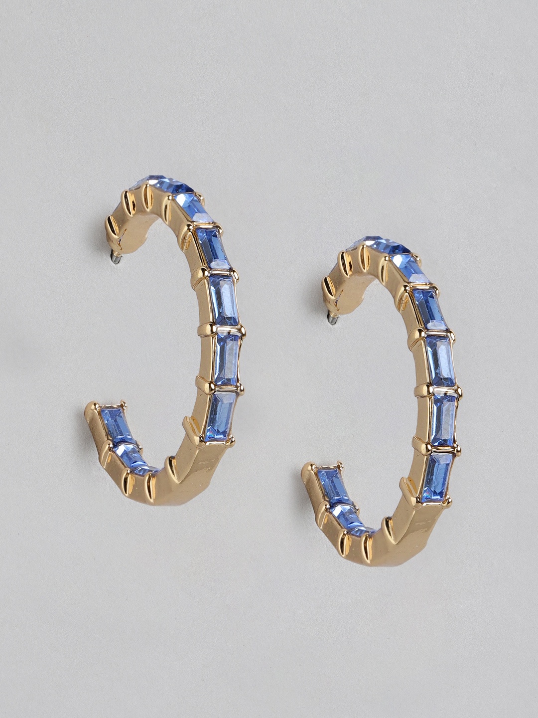 

Forever New Gold-Plated Circular Artificial Stones Half Hoop Earrings, Navy blue