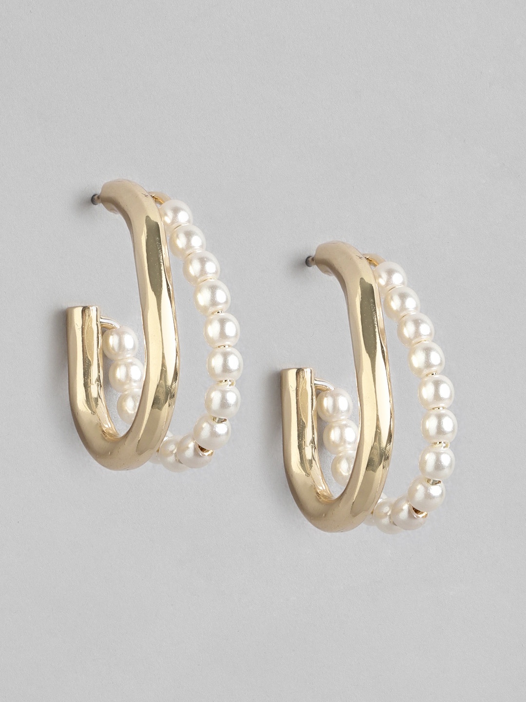 

Forever New Gold-Plated Oval Pearl Half Hoop Earrings