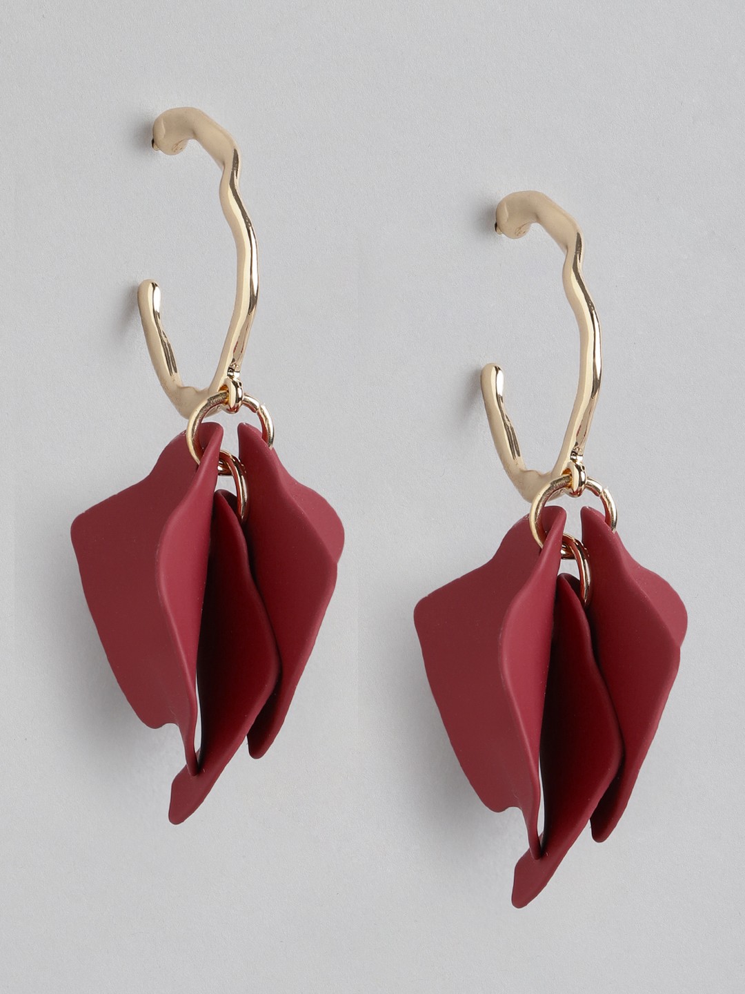 

Forever New Gold-Plated Contemporary Half Hoop Earrings, Red