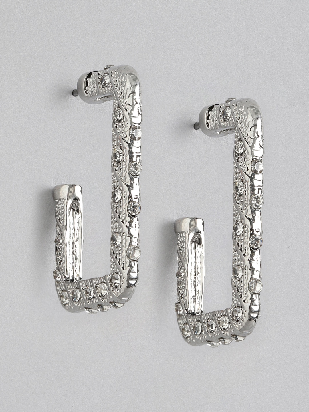 

Forever New Silver-Plated Square Half Hoop Earrings