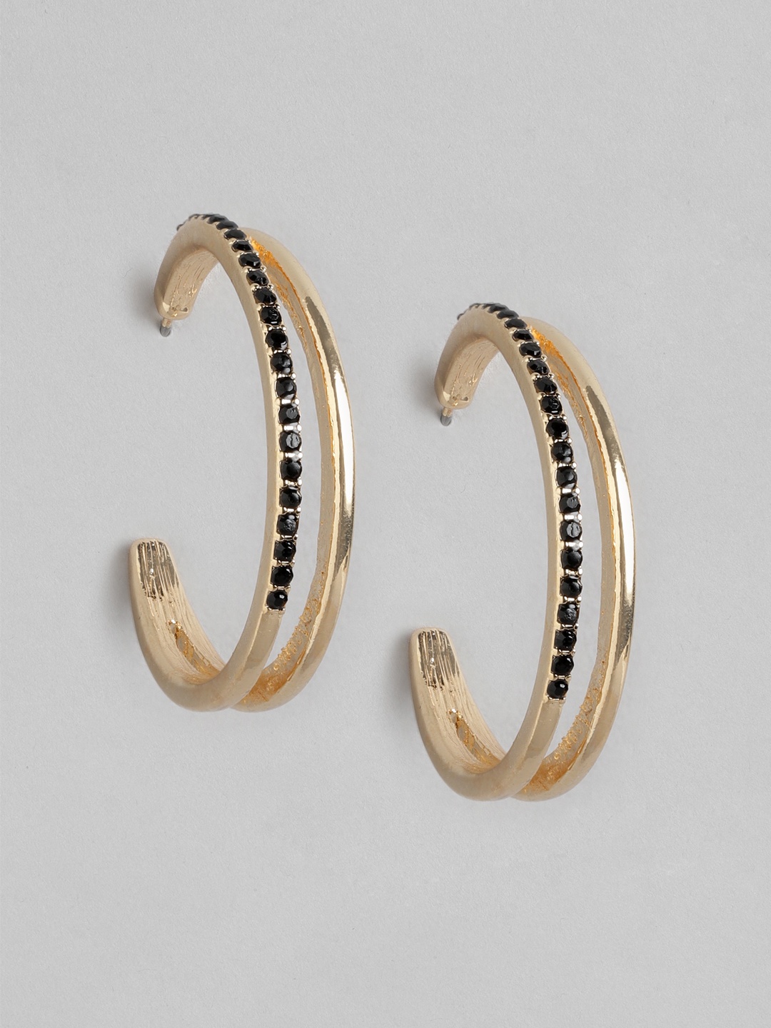 

Forever New Gold-Plated Circular Artificial Stones Half Hoop Earrings