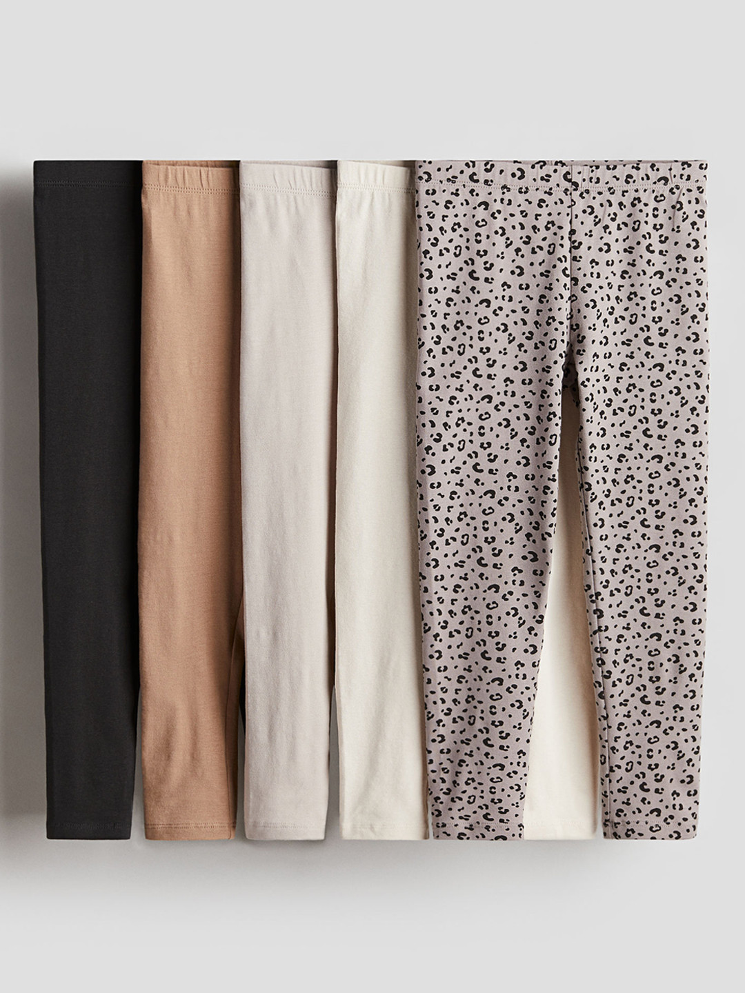 

H&M Girls 5-Pack Jersey Leggings, Grey