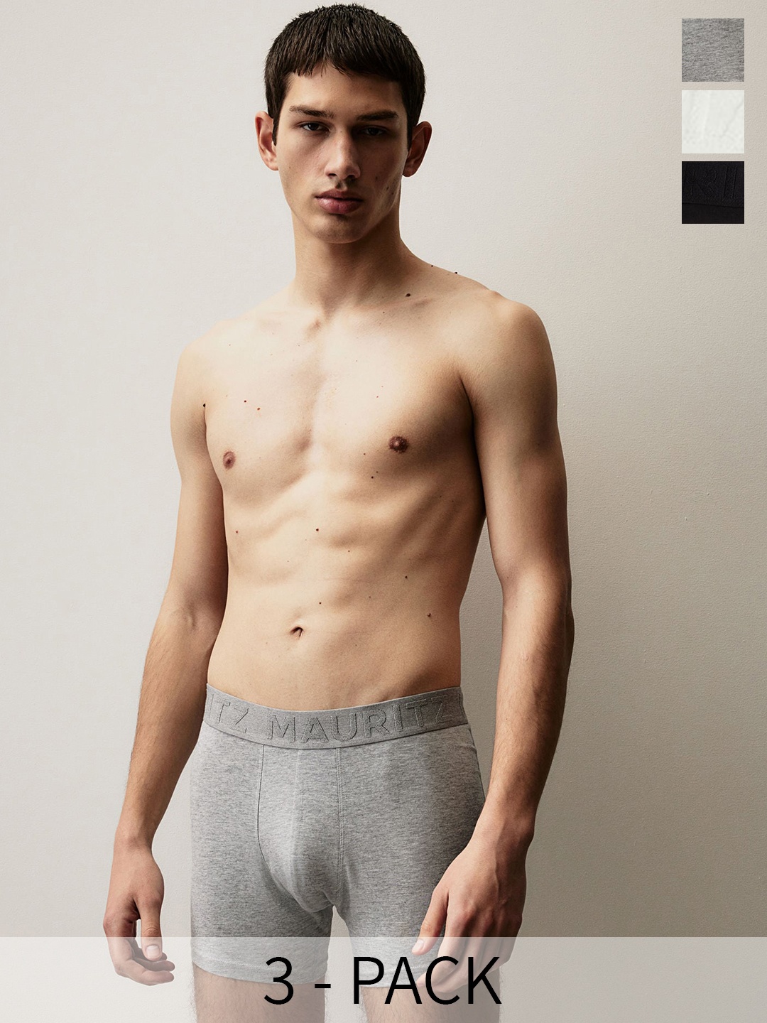 

H&M 3-Pack Xtra Life Mid Trunks, Grey
