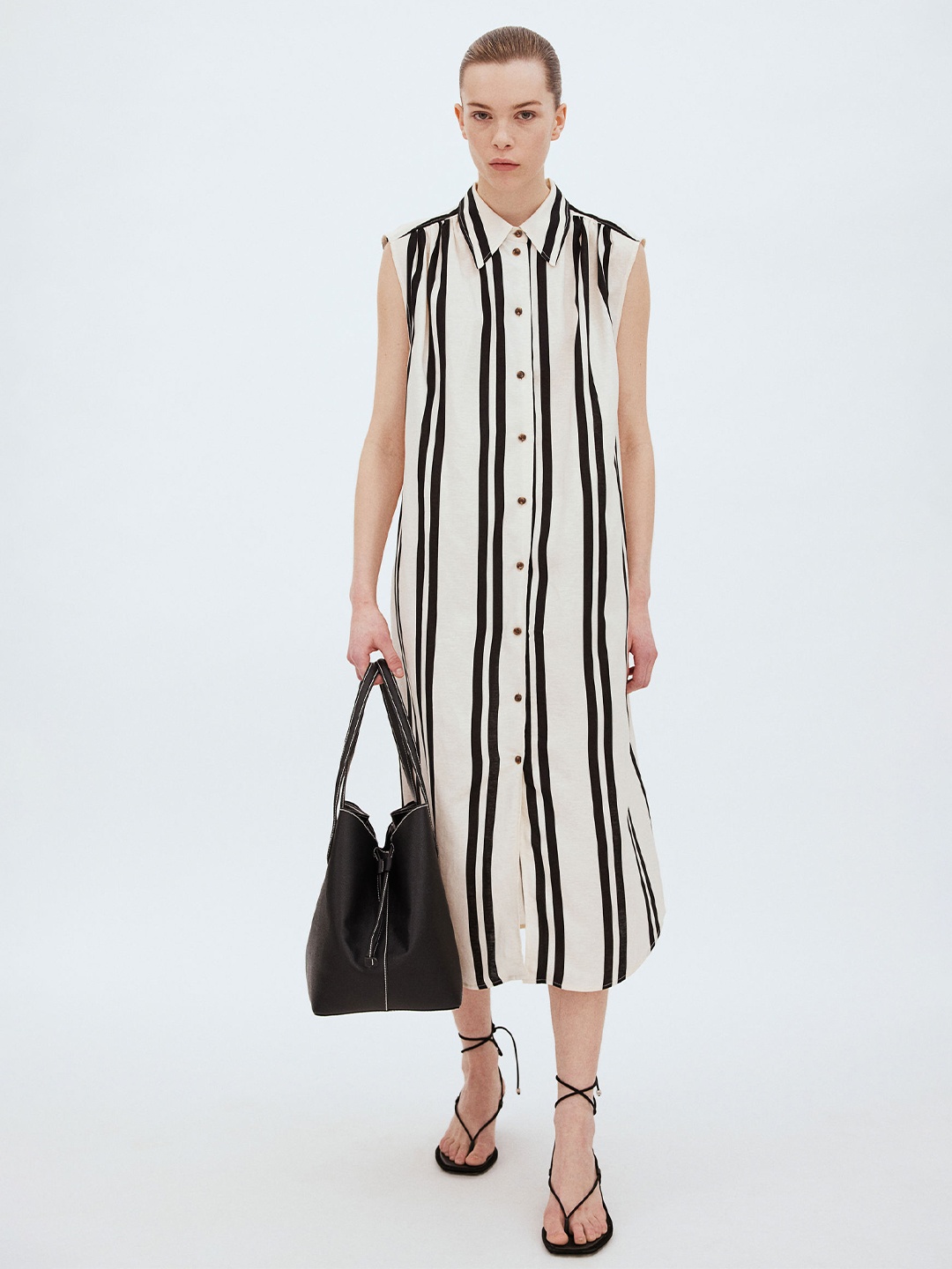 

H&M Linen-Blend Shirt Dress, White