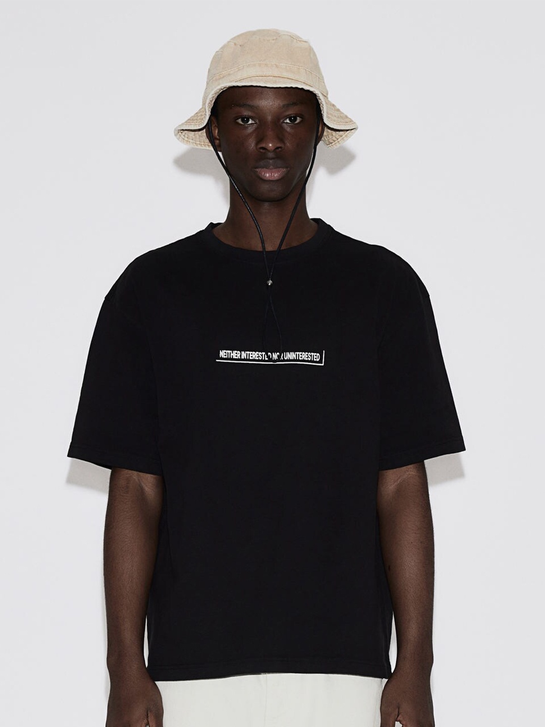 

H&M Pure Cotton Loose Fit Printed T-shirt, Black