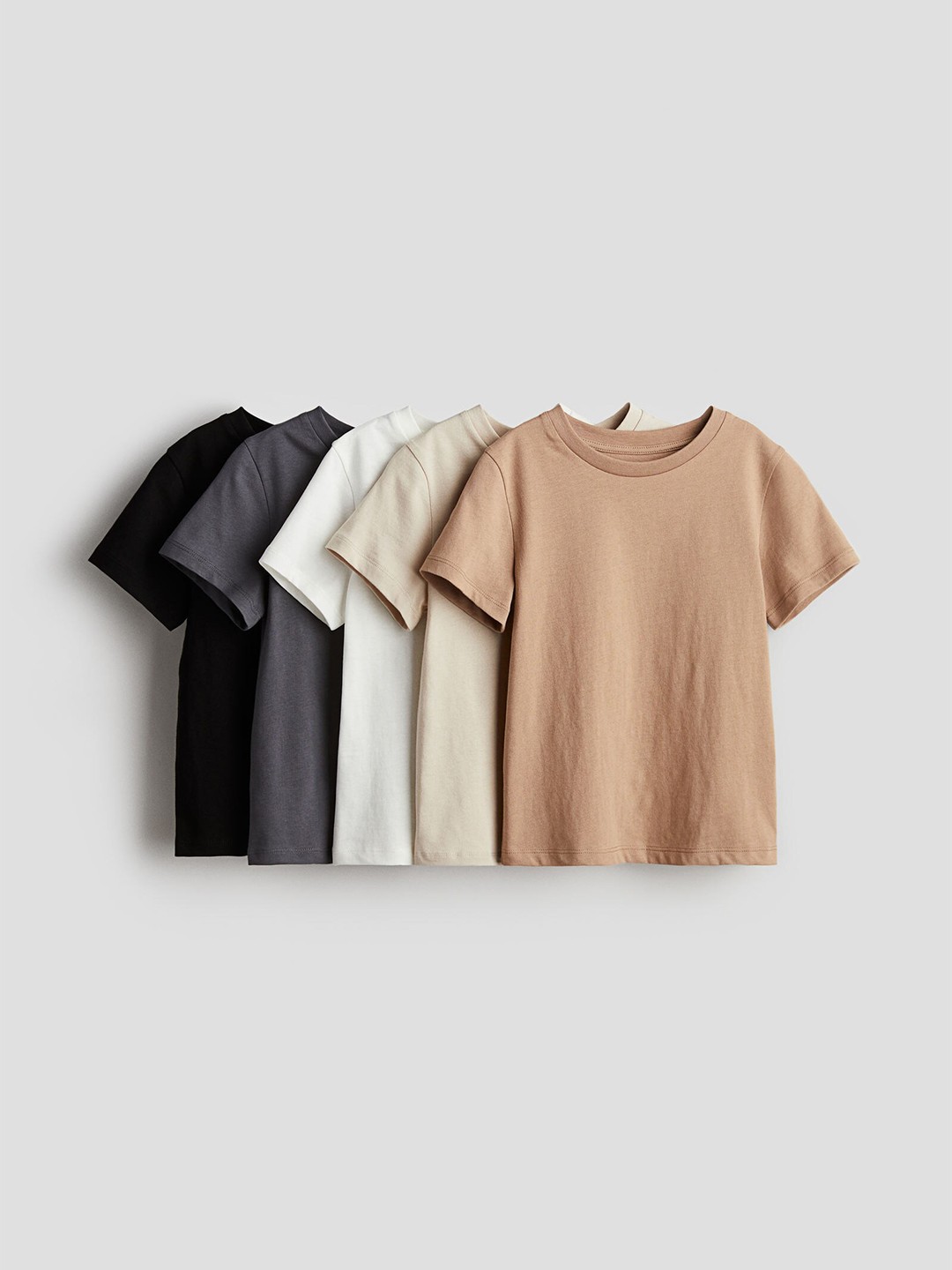 

H&M Girls 5-Pack Cotton T-shirts, Beige