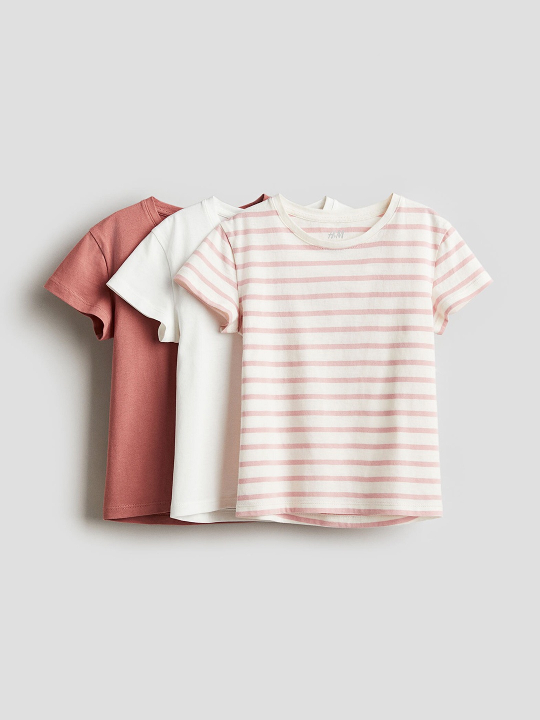 

H&M Girls 3-Pack Cotton Tops, Red