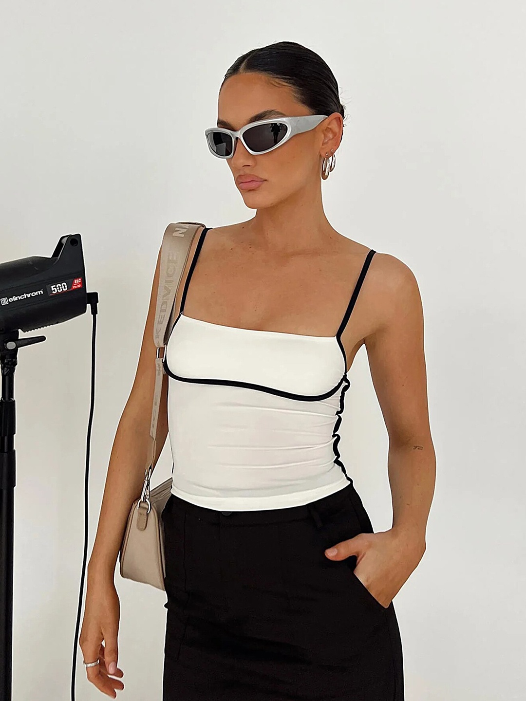 

LULU & SKY Shoulder Straps Sleeveless Top, White