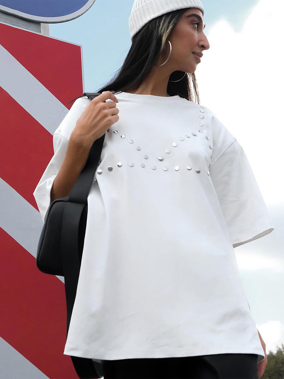 

LULU & SKY Self Design T-Shirt, White