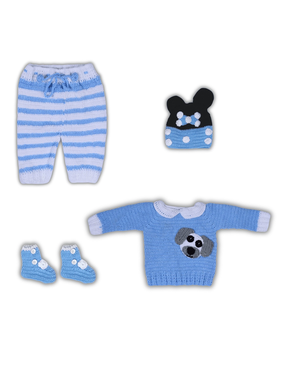 

WINDROP SOLUTIONS Pack Of 4 Self Design Baby Apparel Gift Set, Blue