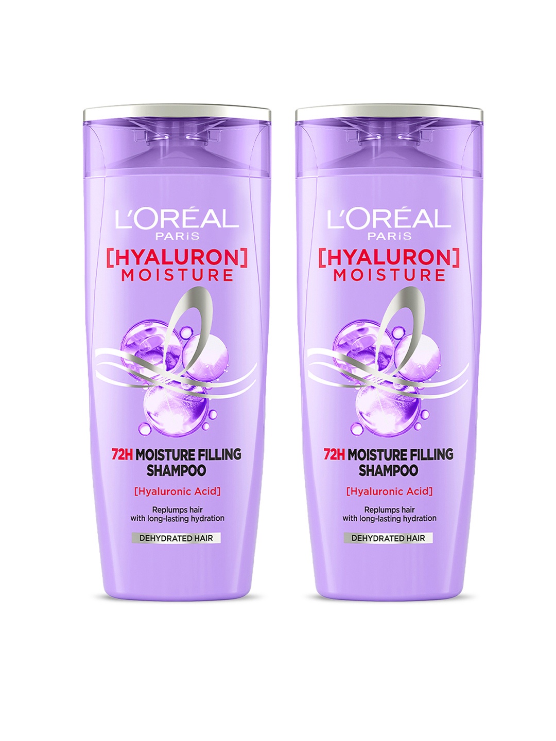 

LOreal Paris 2Pcs Hyaluron Moisture 72H Moisture Filling Shampoo - 180ml each, Purple