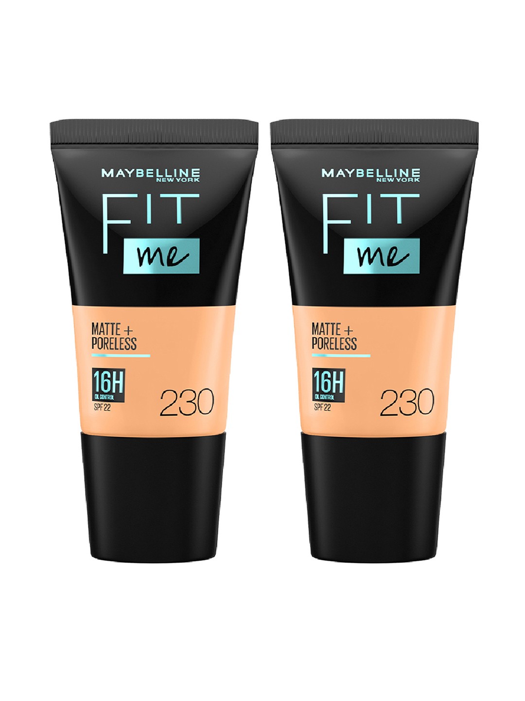 

Maybelline New York 2Pcs Fit Me Matte Poreless Foundation 18ml each - Natural Buff 230, Beige