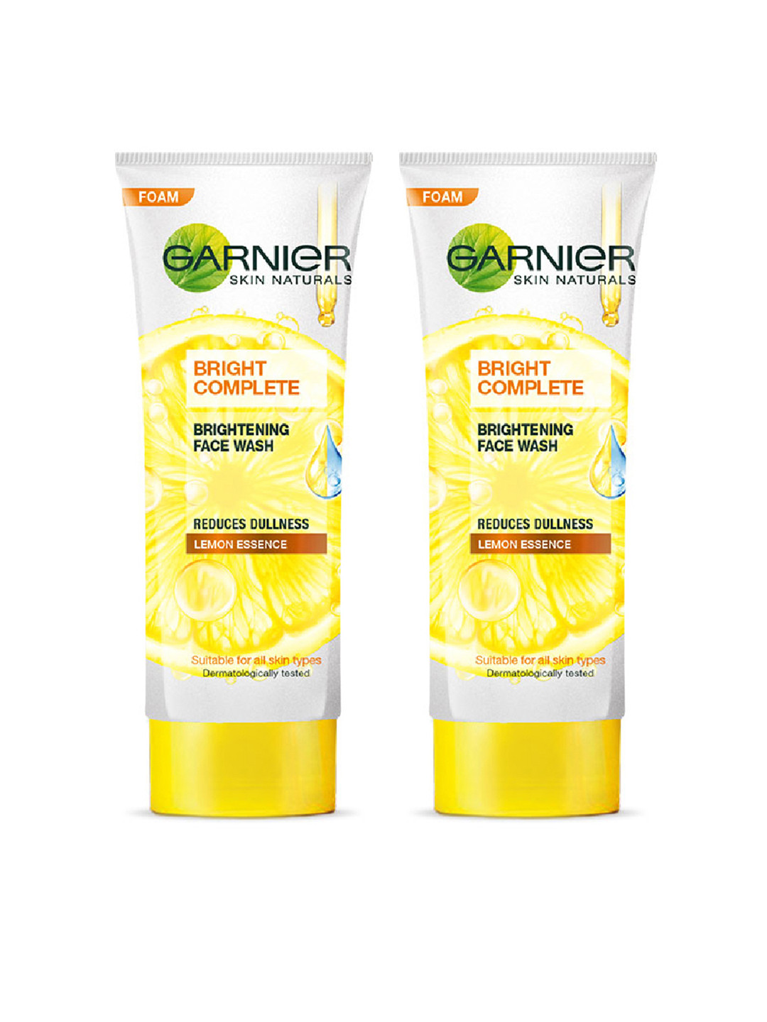 

Garnier Set of 2 Bright Complete Vitamin C Brightening Face Wash - 100 g Each, Yellow