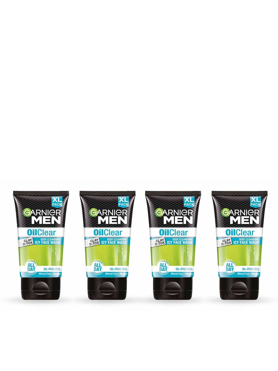 

Garnier Men Set of 2 Oil Clear Face Wash with Menthol & Mineral Clay - 150 g Each, Black