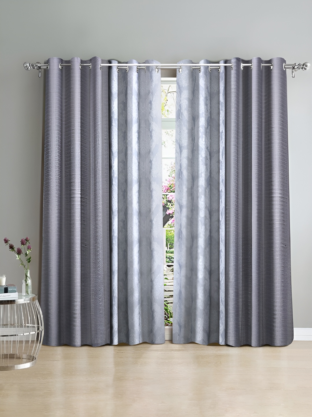 

Cortina Grey & White 4 Pieces Ethnic Motifs Long Door Curtain