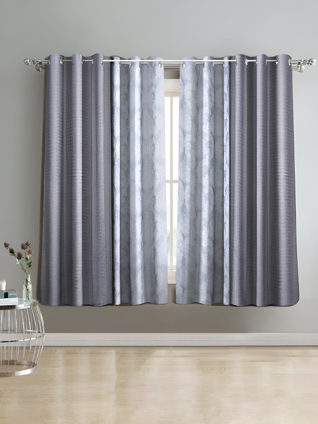 

Cortina Grey & White 4 Pieces Ethnic Motifs Window Curtain
