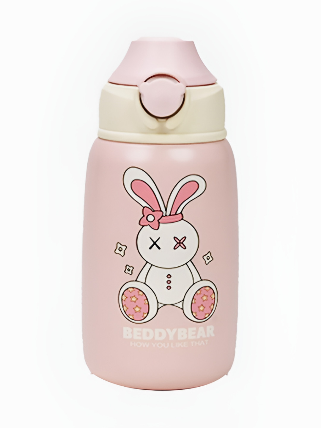 

Little Surprise Box LLP Peach & White Stainless Steel Printed Water Bottle 600ml