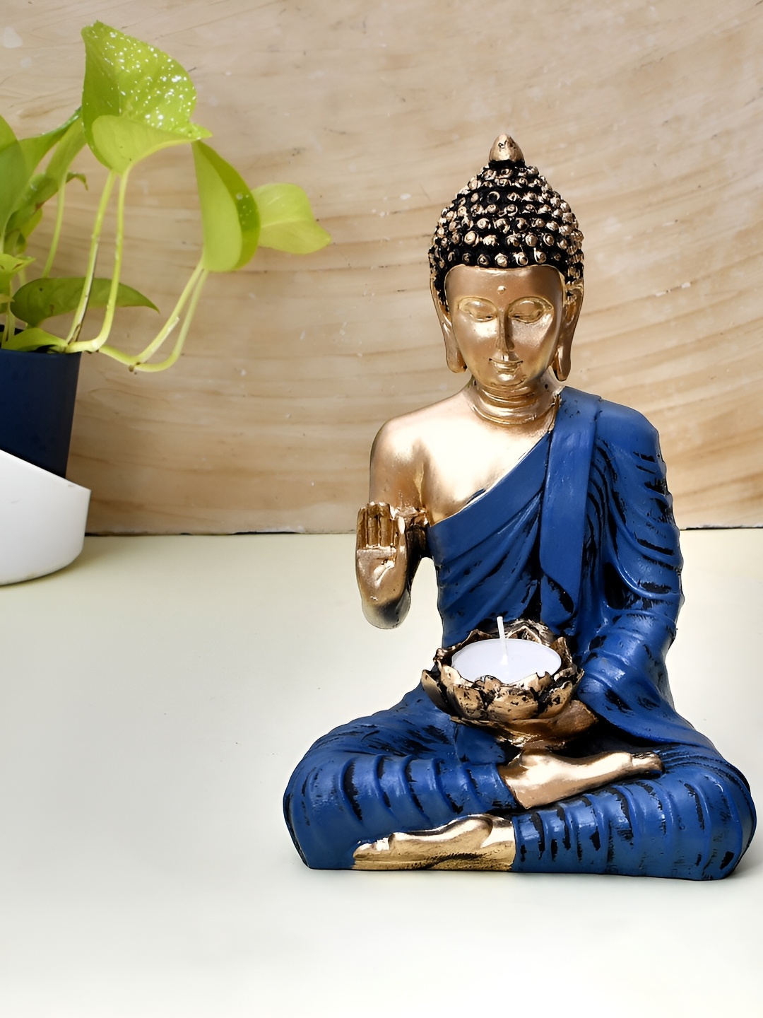 

Craft Junction Blue & Gold-Toned Polyresin Buddha Idol Small Showpiece
