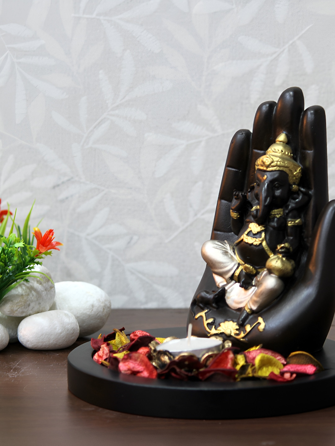 

Craft Junction Black Lord Ganesha Sitting In Hand Showpiece, Brown