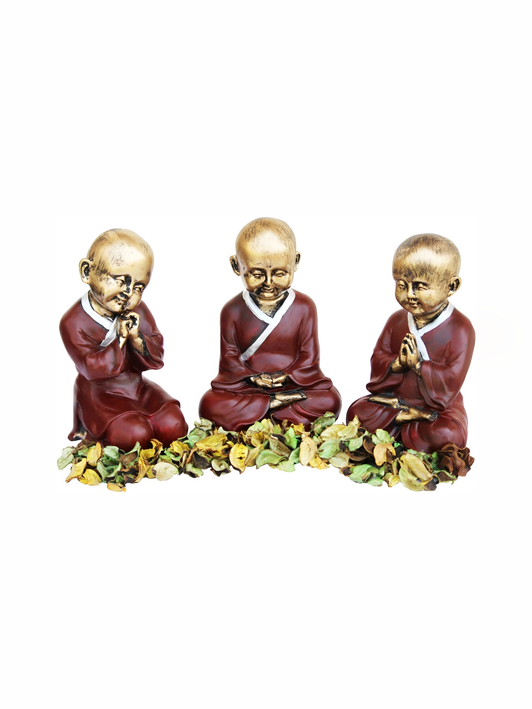 

Craft Junction Brown Buddha Monk with Fragrance Petals Showpieces, Gold