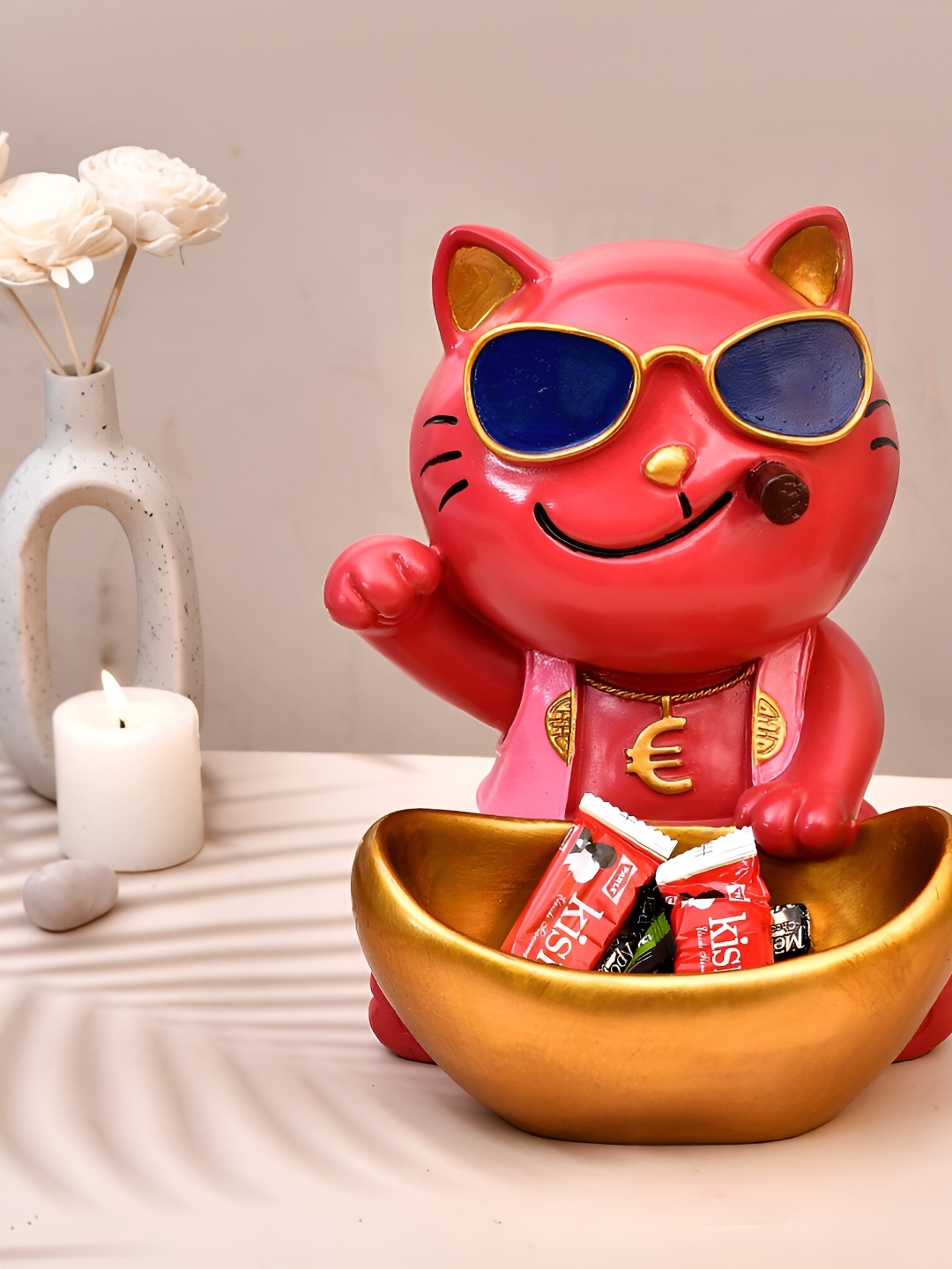 

Craft Junction Red Cat Holder Showpiece