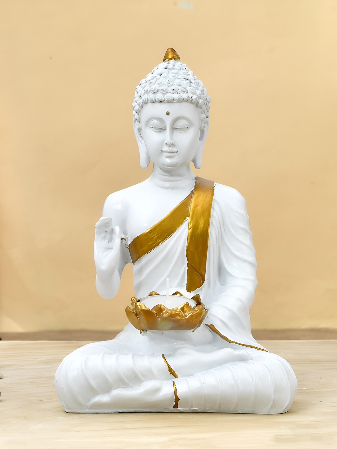 

Craft Junction White & Gold-Toned Polyresin Buddha Idol Small Showpiece