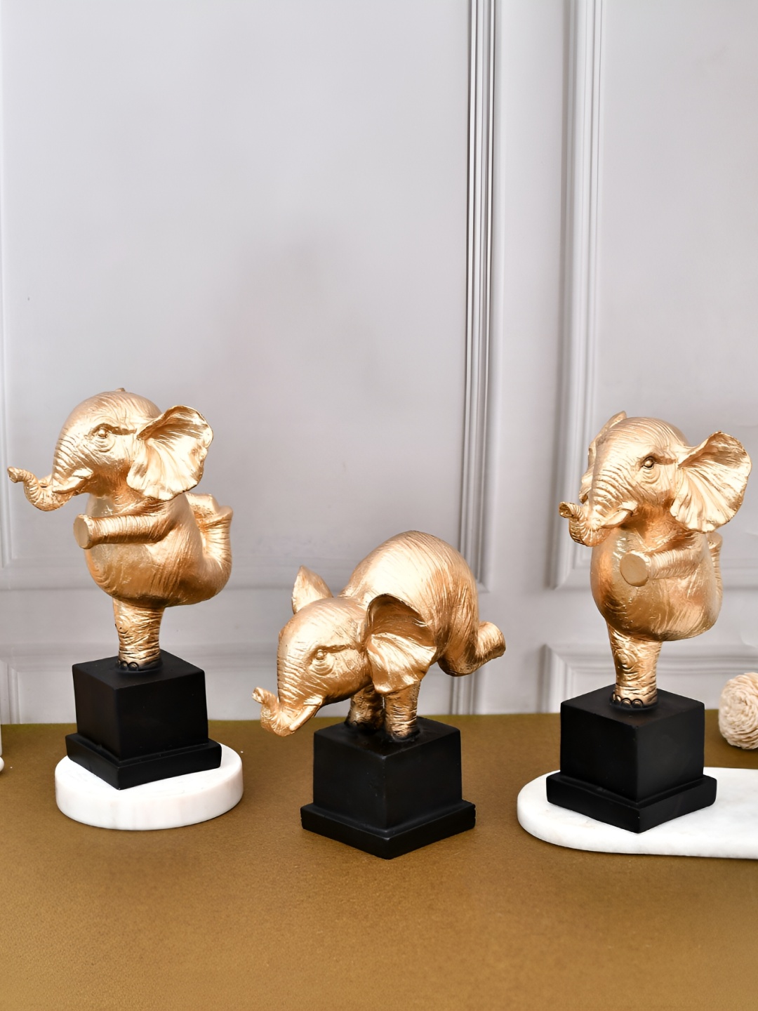 

Craft Junction Gold Toned & Black 3 Pieces Brass Decorative Showpiece