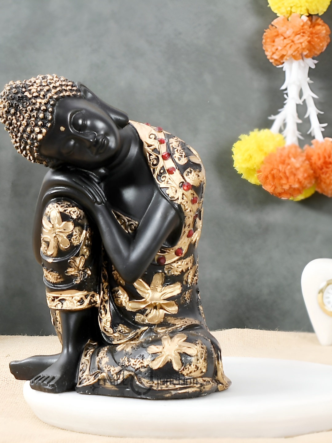 

Craft Junction Black & Gold-Toned Polyresin Buddha Idol Small Showpiece
