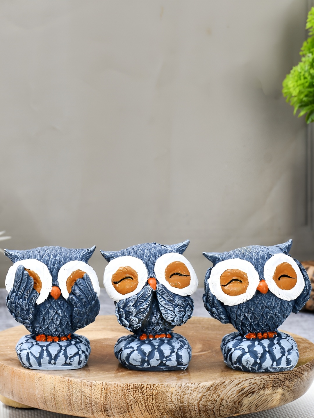 

Craft Junction Grey Shy Owls Showpieces, Blue