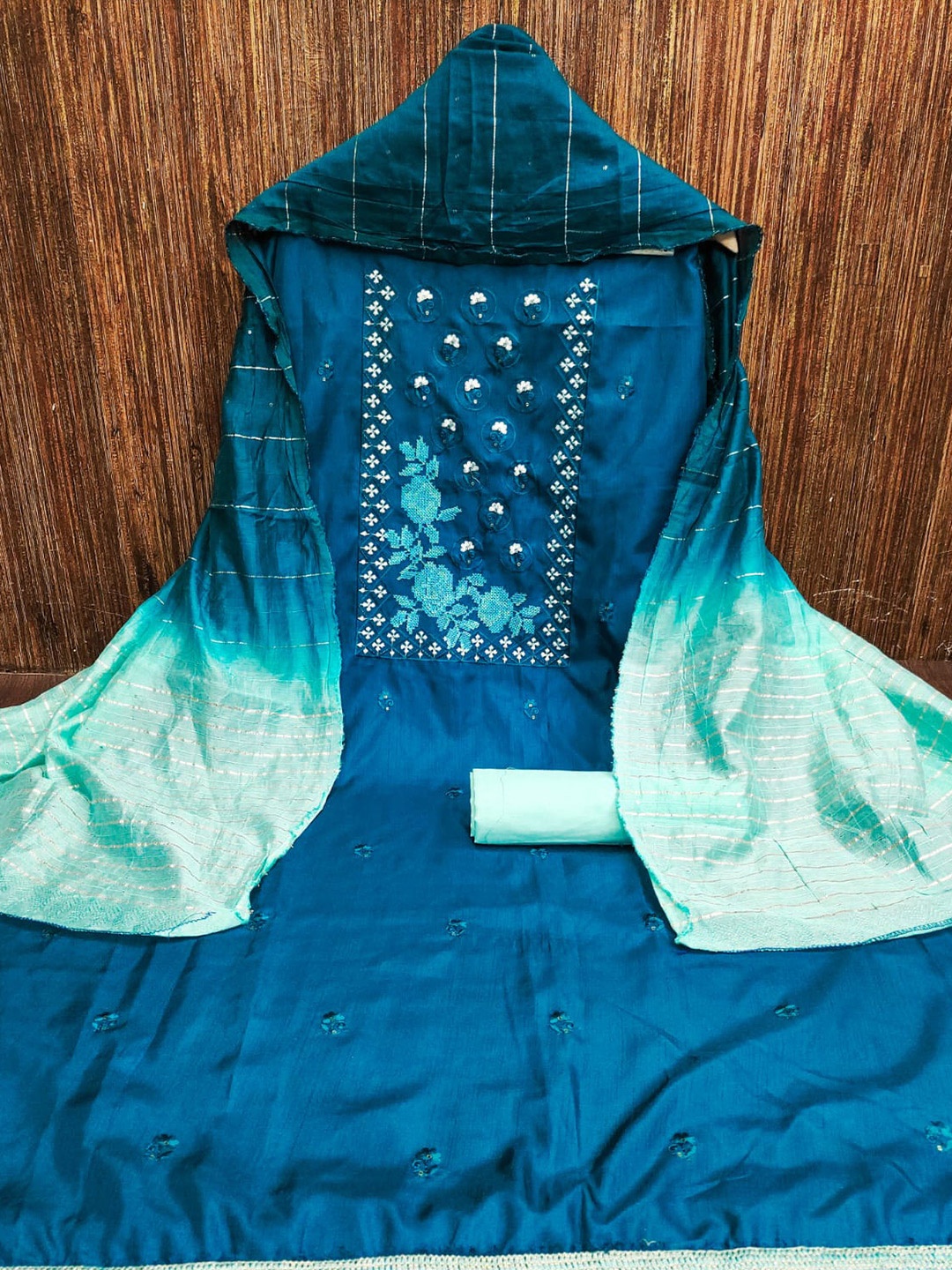 

LeeliPeeri Designer Embroidered Unstitched Dress Material, Blue
