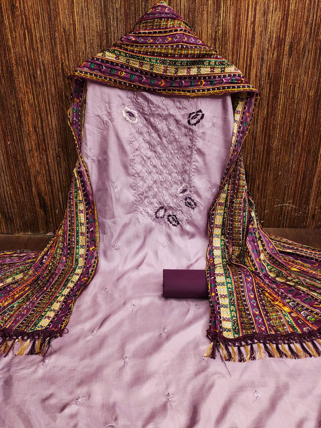 

LeeliPeeri Designer Embroidered Unstitched Dress Material, Purple