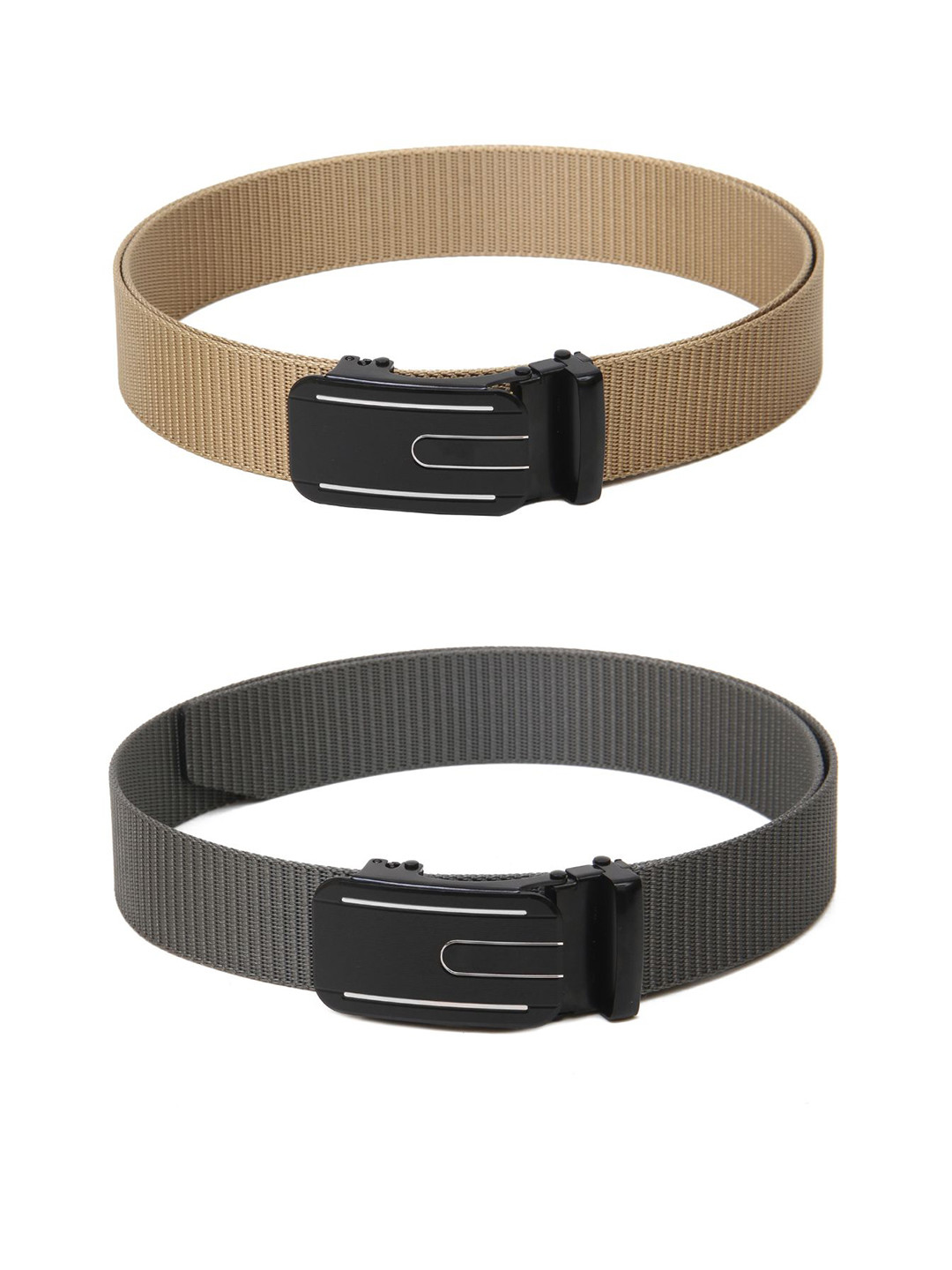 

Calvadoss Women Set Of 2 Textured Belts, Beige