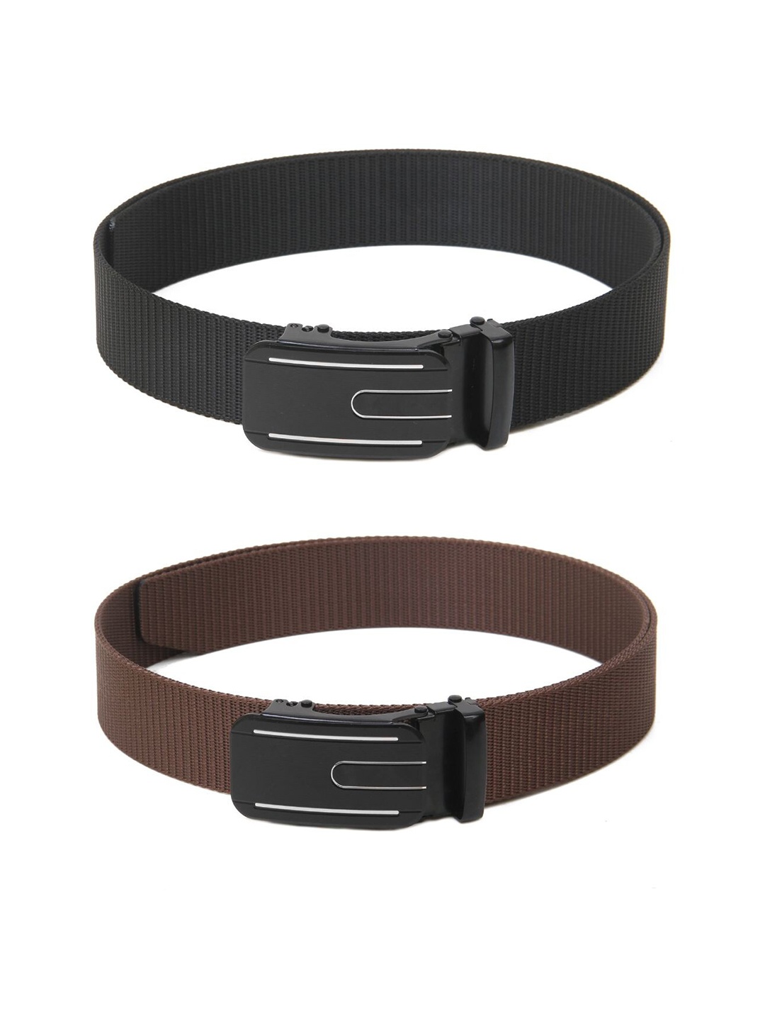 

Calvadoss Women Set Of 2 Textured Belts, Black