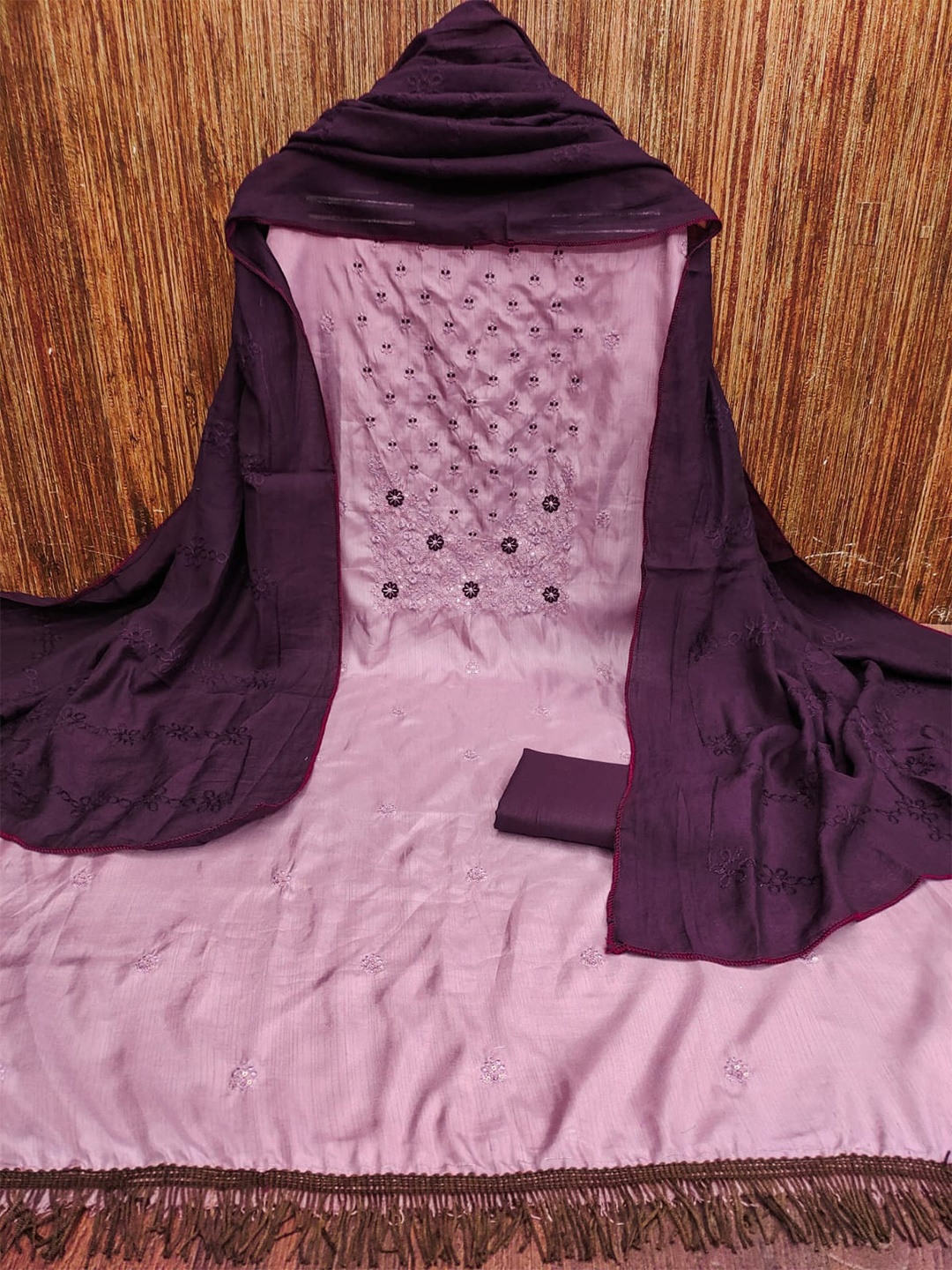 

LeeliPeeri Designer Embroidered Unstitched Dress Material, Pink