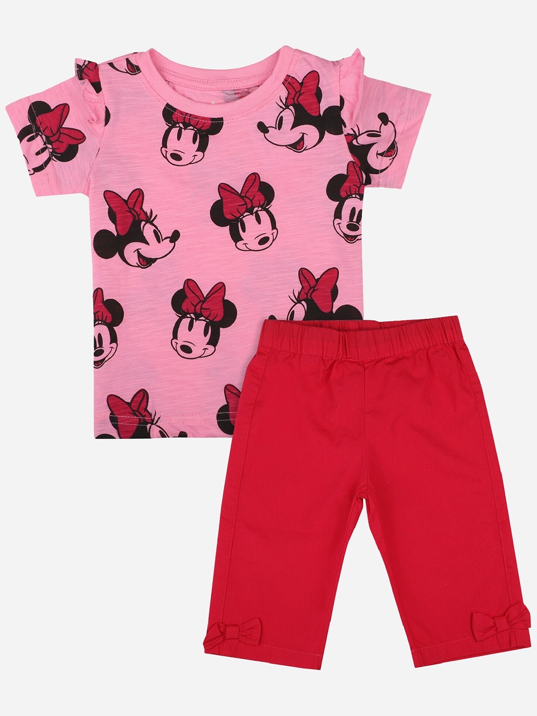 

Bodycare Kids Girls Minnie & Friends Printed T-shirt With Short, Red