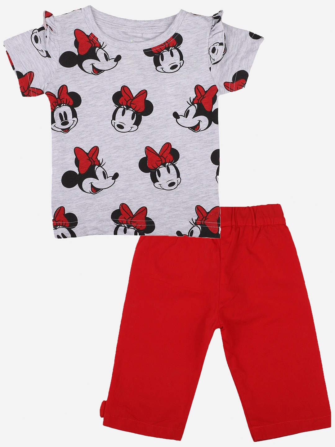 

Bodycare Kids Girls Minnie & Friends Printed T-shirt With Short, Grey