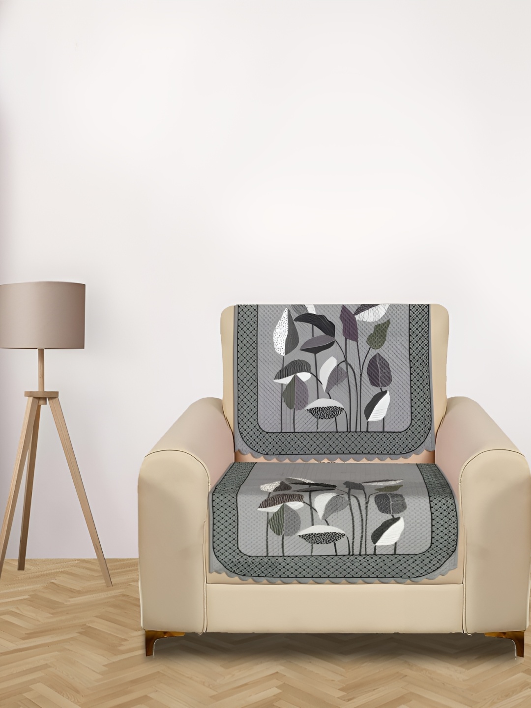 

RRC Grey Printed Velvet 2 Piece Sofa Cover