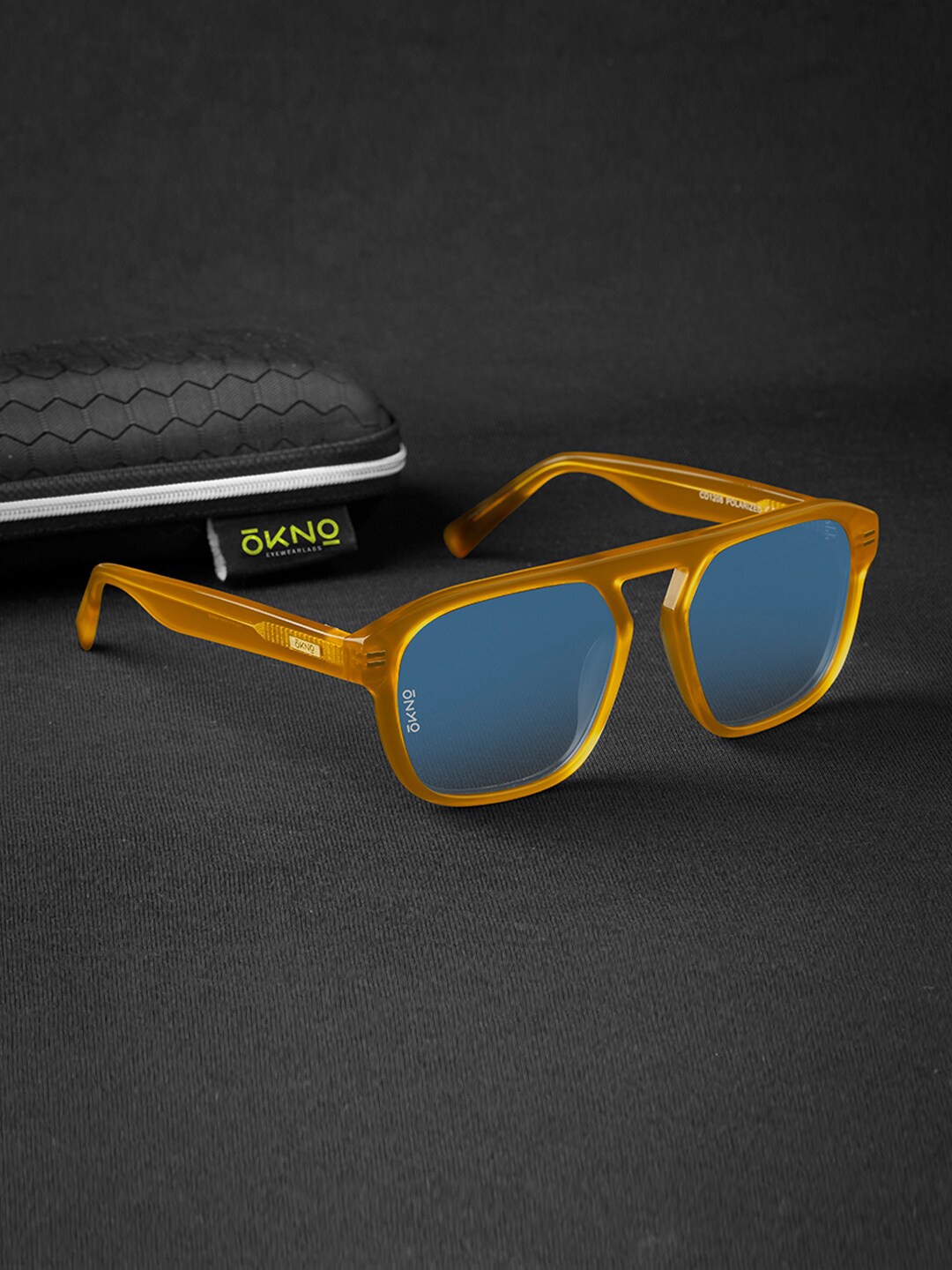

Eyewearlabs Unisex Square Sunglasses With Polarised Lens ELOKRayneMBC6, Blue