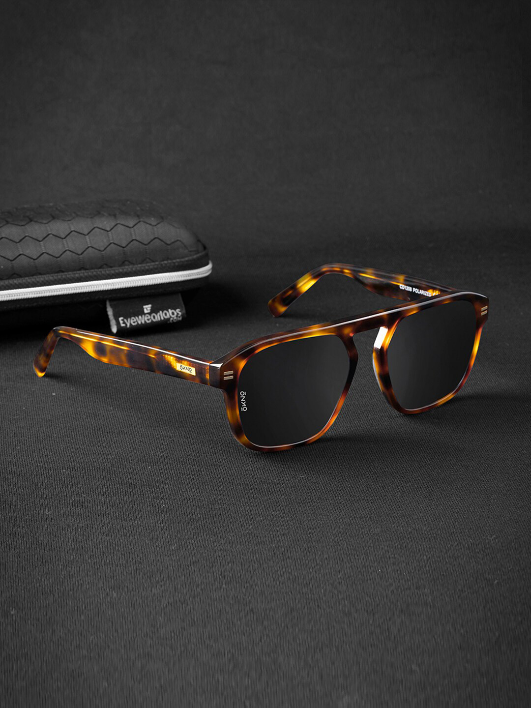 

Eyewearlabs Unisex Square Sunglasses With Polarised Lens ELOKRayneMBC8, Black
