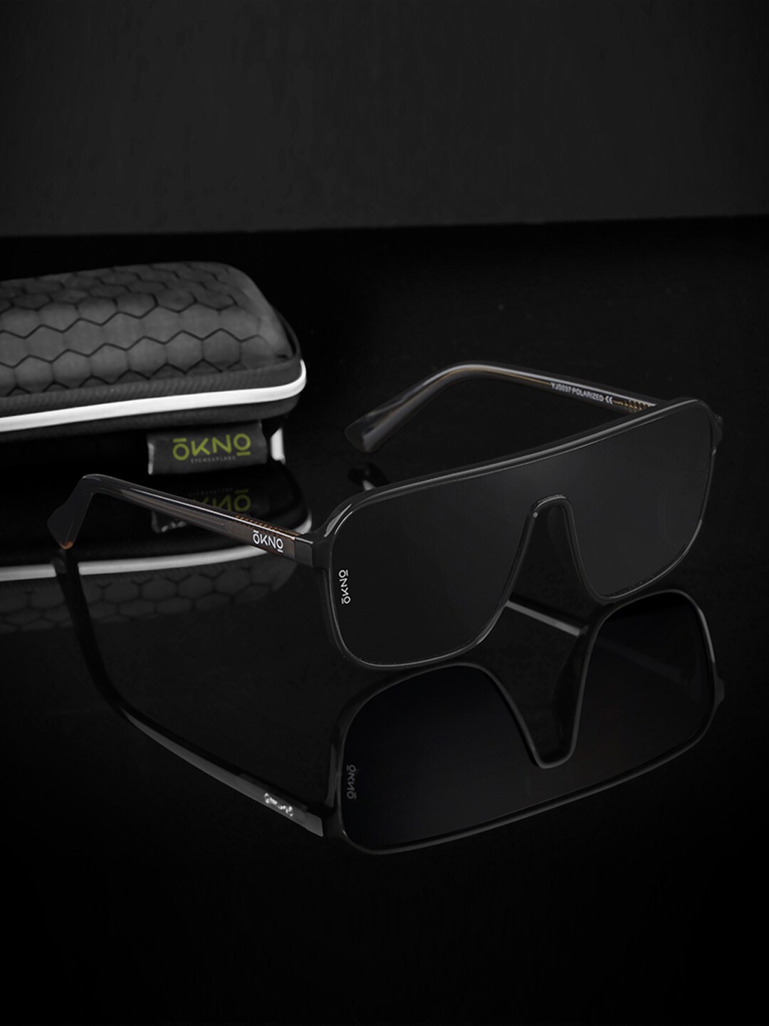 

Eyewearlabs Unisex Rectangle Sunglasses with Polarised Lens ELOKRyftJFC3, Black