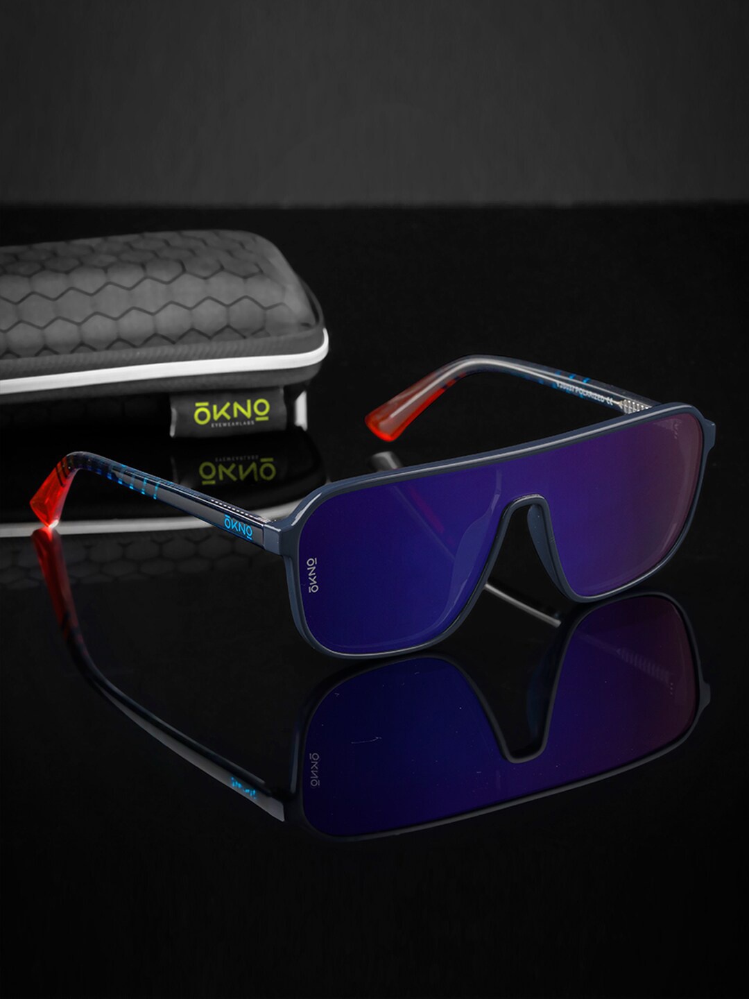 

Eyewearlabs Unisex Rectangle Sunglasses With Polarised Lens ELOKRyftJFC2, Blue